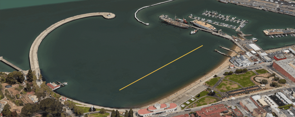 Buoy line swim at aquatic park